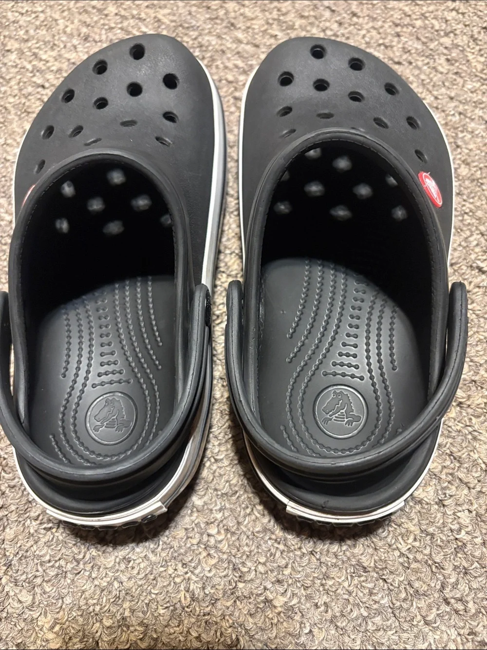 CROCS Kids Black Slip-On Clogs with White Trim